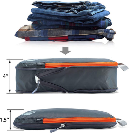 Cipway Compression Packing Cubes, 3 Set Compressible Packing Cubes Travel Organizer, Expandable Travel Essentials for Carry-On Luggage, Suitcase & Backpack (Grey)