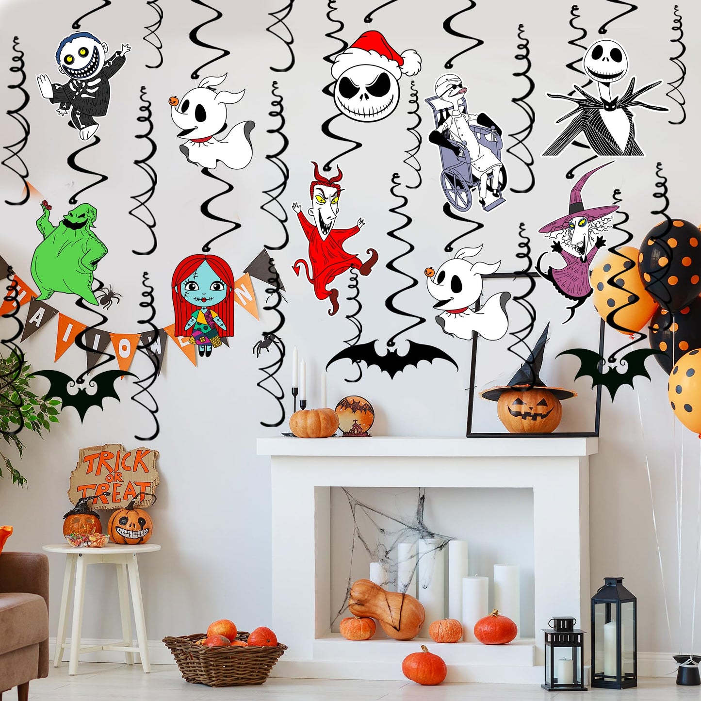 36PCS Halloween Christmas Hanging Swirls Decorations - NO DIY - Halloween Christmas Hanging Streamers for Classroom Ceiling Office Indoor Outdoor Halloween Birthday Party Decorations Supplies