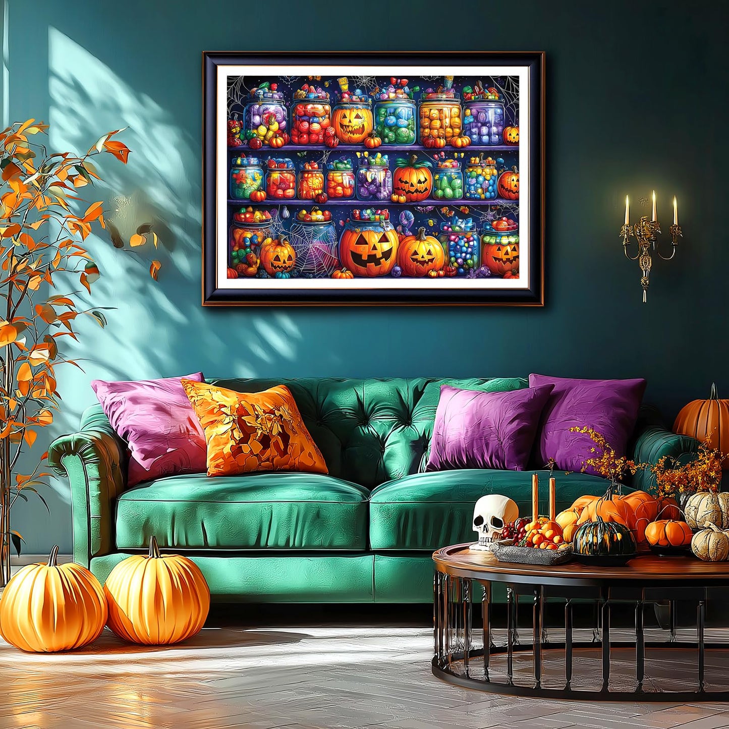 Halloween Candy Jars 1000 Piece Puzzle for Adults Spooky Night Mason Jars Challenging Jigsaw Puzzles for Adults Family Game Night (27"x19")