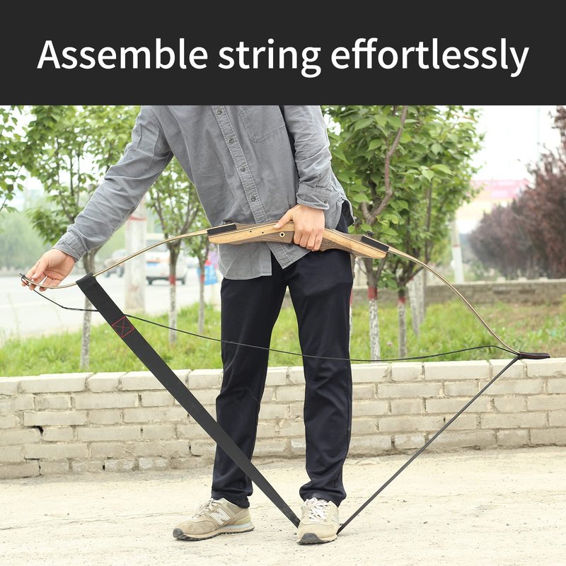 SOPOGER Archery Stringer Recurve Bow Stringer Tool, Longbow Stringer Tool to Install Bow String Easily Archery Bow Stringer for Recurve Bow Accessories (Black)