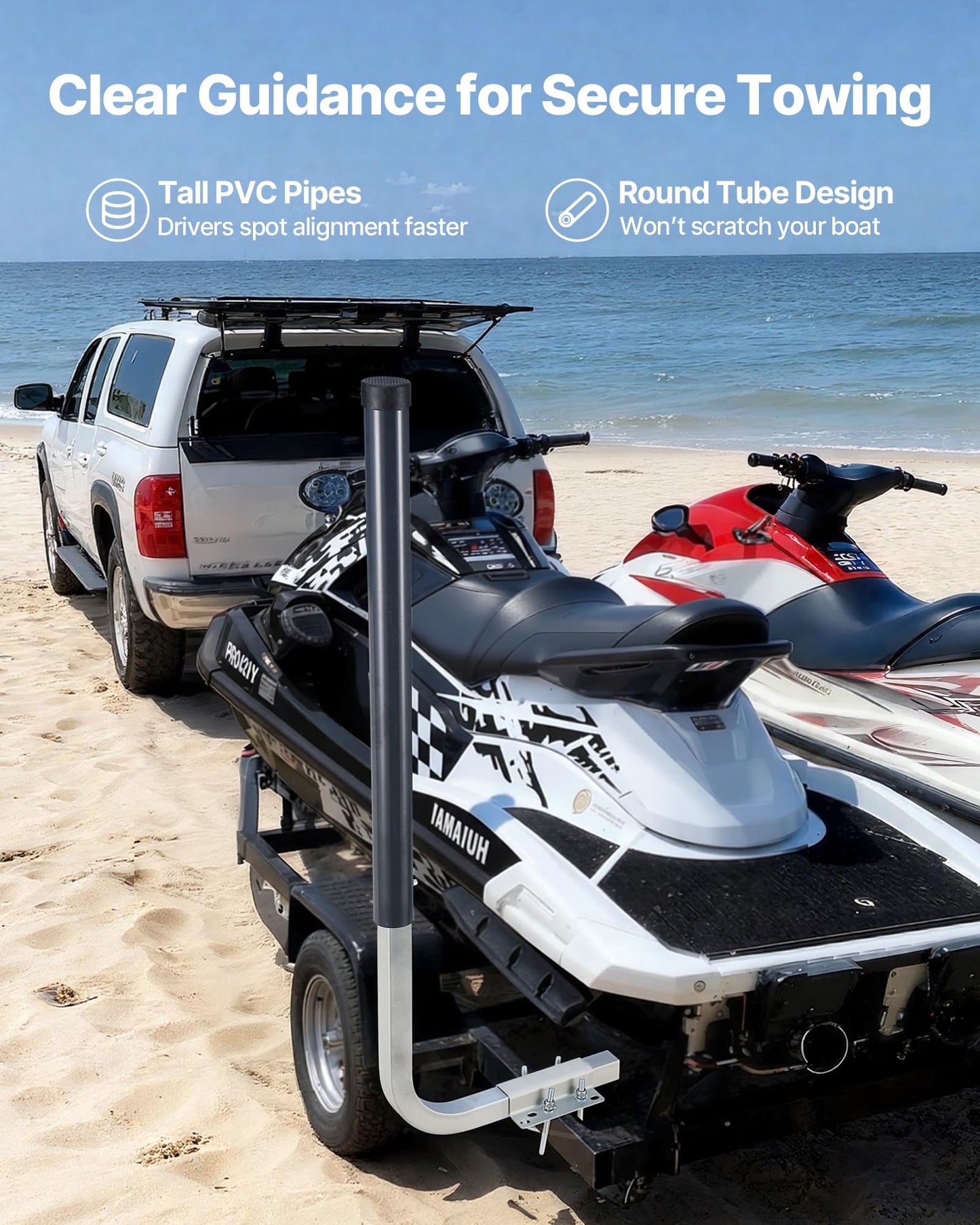 VEVOR Boat Trailer Guides, 40 in/48 in Height Guide Poles, 2PCS High-Hardness Steel Trailer Guide-Ons, Adjustable Guide Poles with PVC Pipes, for Ski Boats, Compact Fishing Boats, Small Sailboat