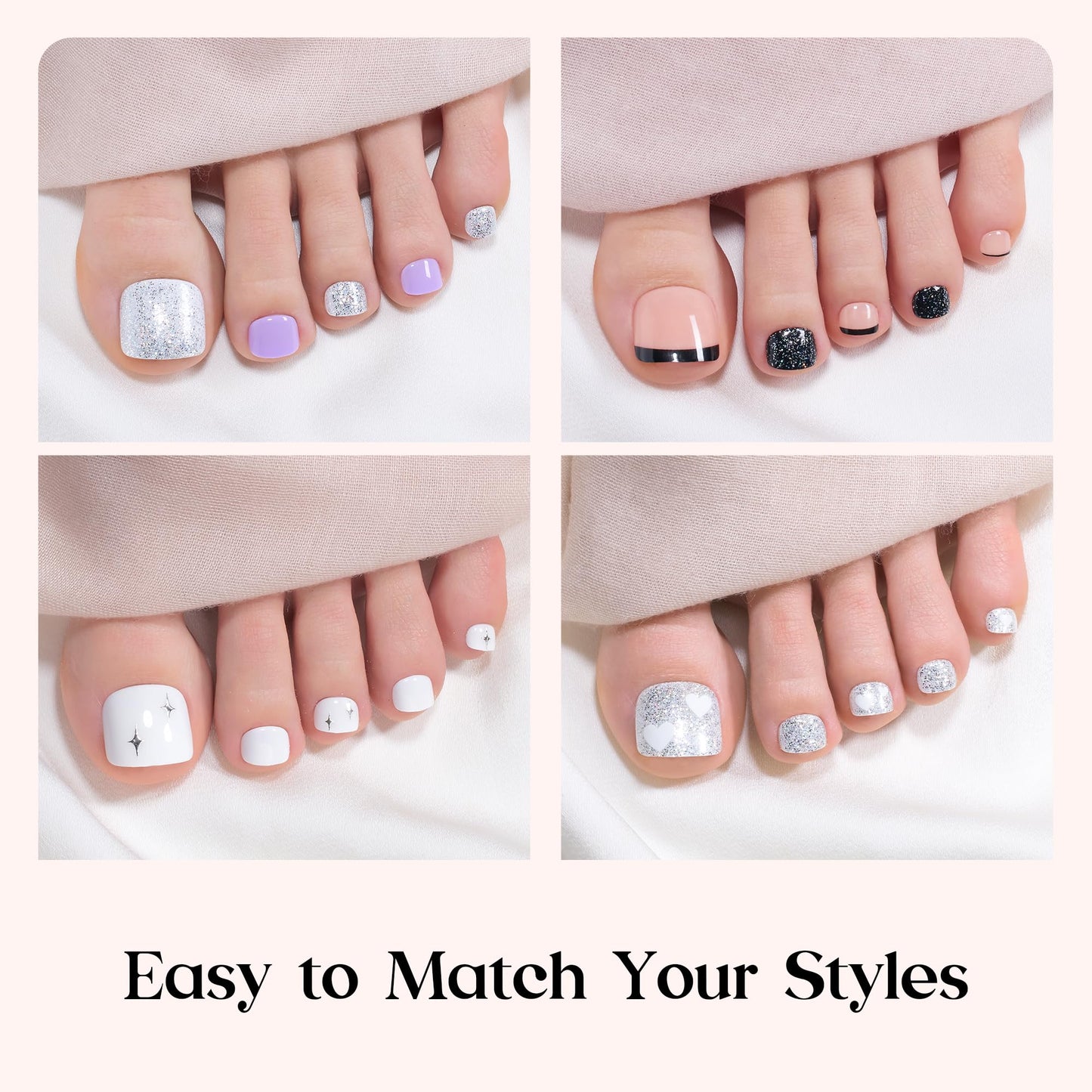 Beetles Press on Nails Kit 720Pcs 24 Colors, Press on Nails Short Almond Glossy Matte Glitter With Nail Glue & Nail Tabs Stickers, Natural Fit Lightweight Fake Nails Kit Art For Women Girls