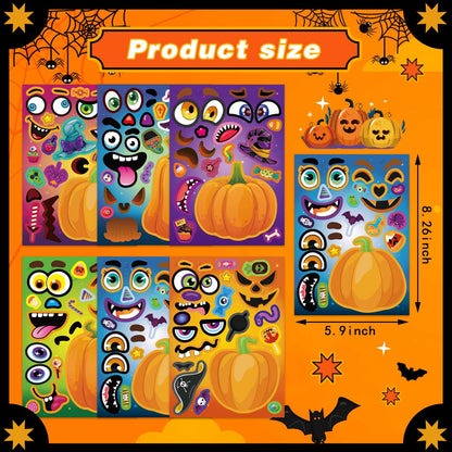 Halloween Stickers for Kids 24 Sheets Make a Pumpkin Face Stickers Pumpkin Decorating Sticker, Halloween Party Games, Make Your Own Sticker Fall Autumn Thanksgiving Party Favors Crafts