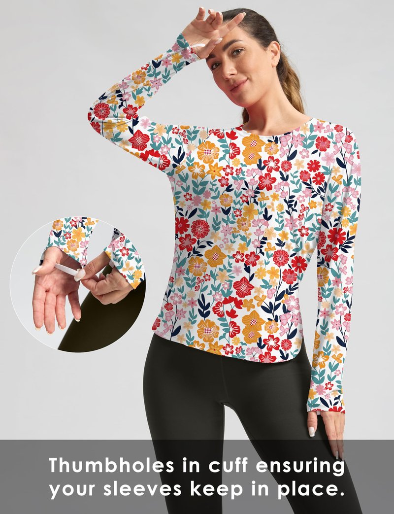 Women's Sun Shirts UPF 50+ Long Sleeve UV Protection Shirt Lightweight Quick Dry Workout Hiking Tops for Women(Pink Floral,XXXL)
