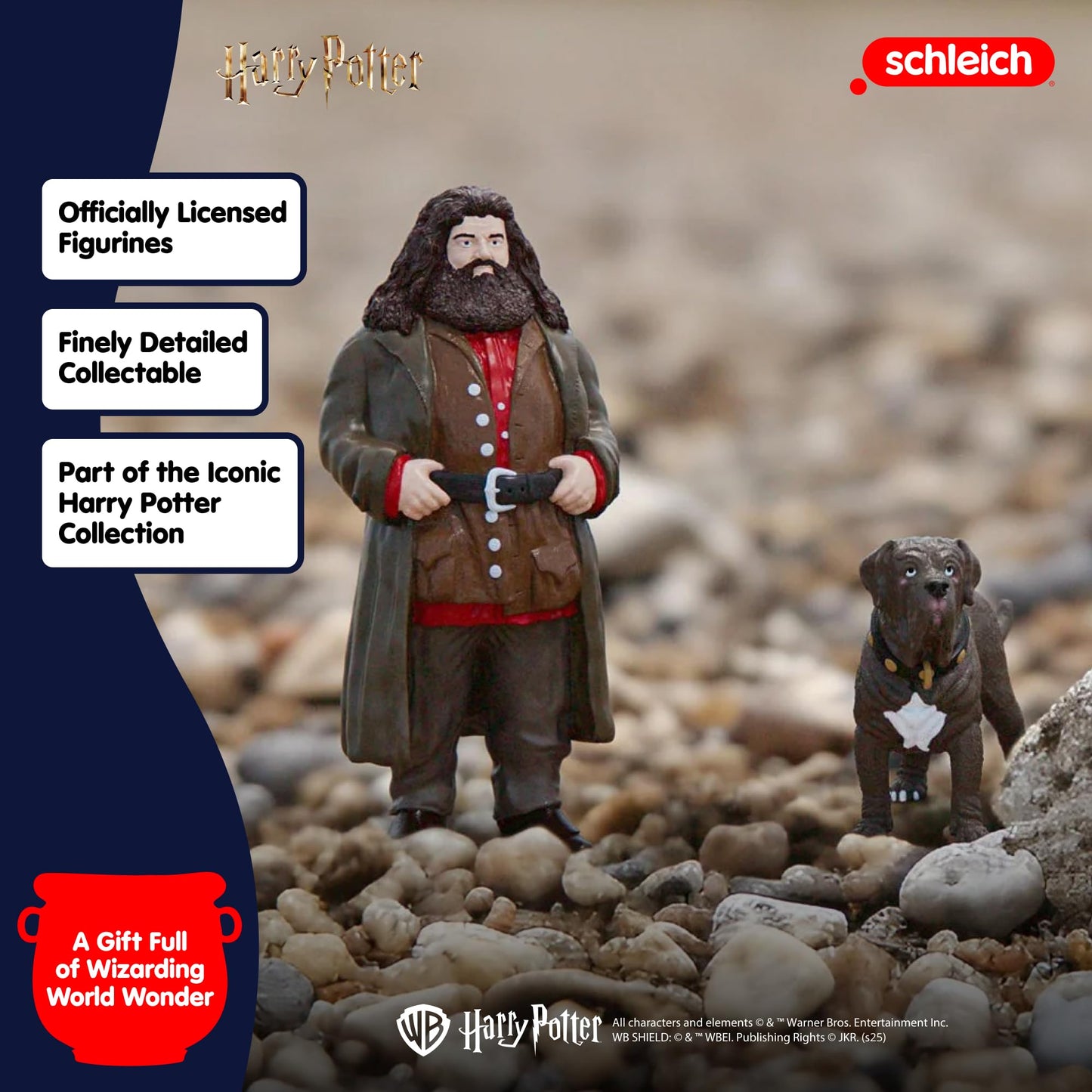Schleich Harry Potter - Hagrid and Fang the Dog Figurines - 2 PC Harry Potter Set - Wizarding World Collectible Figures for Kids and Adults - Toys for Ages 6+ | 42638