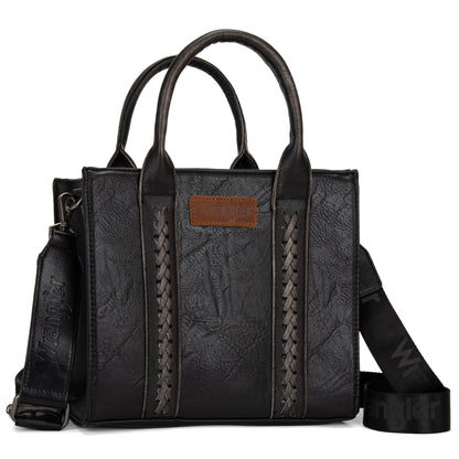 Wrangler Medium Tote Bag for Women Designer Satchel Handbags Top-handle Purses with Strap, Vintage-black, M