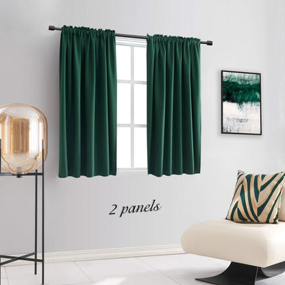 DONREN Hunter Green Blackout Thermal Insulating Window Curtain Panels for Bedroom with Rod Pocket (42 x 54 Inches Long,2 Panels)
