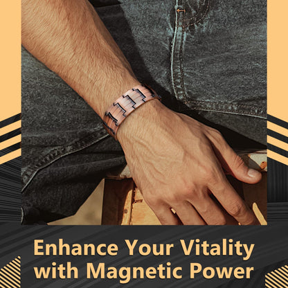 Jeracol 99.99% Soild Copper Bracelets for Men,3X Ultra Strength Magnets(3500 Gauss) Magnetic Bracelets,Magnetic Wristband for Anniversary,Adjustable Size&Jewelry Gift Box