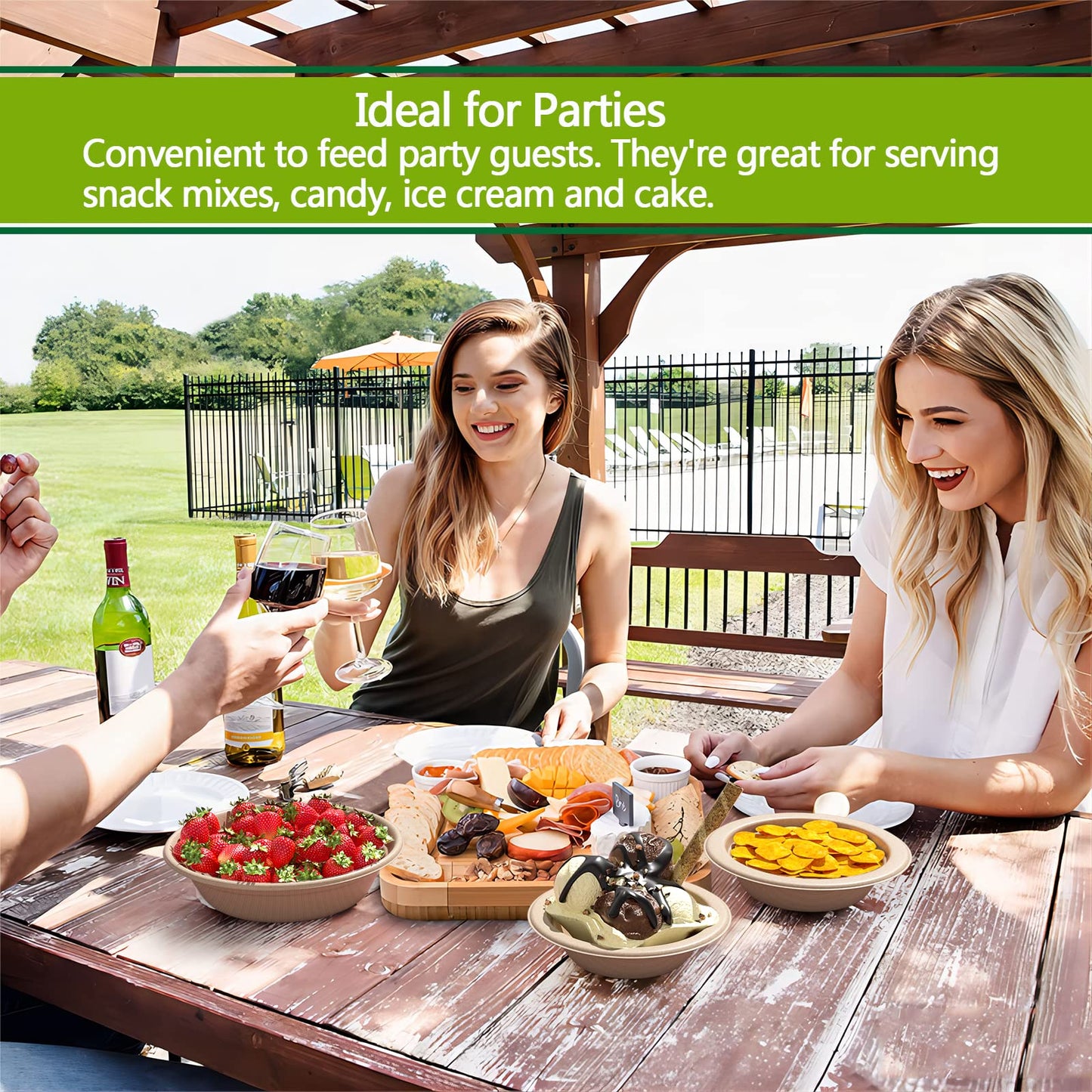 Homestockplus 16 Oz Disposable Paper Bowls - Heavy Duty Small Disposable Bowls - Made from Natural Bagasse for Cereal, Rice, French Fries - Convenient and Compostable [100/Pack]