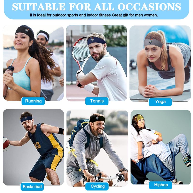 3pcs Sweat Bands Headbands Men Women Sweatbands Sports Running Workout Headbands for Men Cooling Head Band for Sweat Head Bands Mens Elastic Non-Slip Headband Hairband for Cycling Gym Climbing Gifts