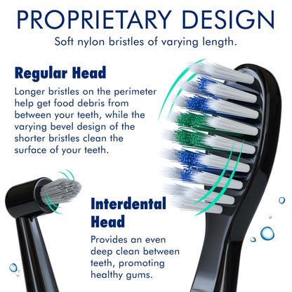 Sonic-FX Duo Rechargeable Electric Toothbrush Set - with 14 Brush Heads, 3 Modes, Smart Auto-Timer, Charging Dock Holder - Dual Handle Electric Tooth Brush for Adults & Kids, Black and White