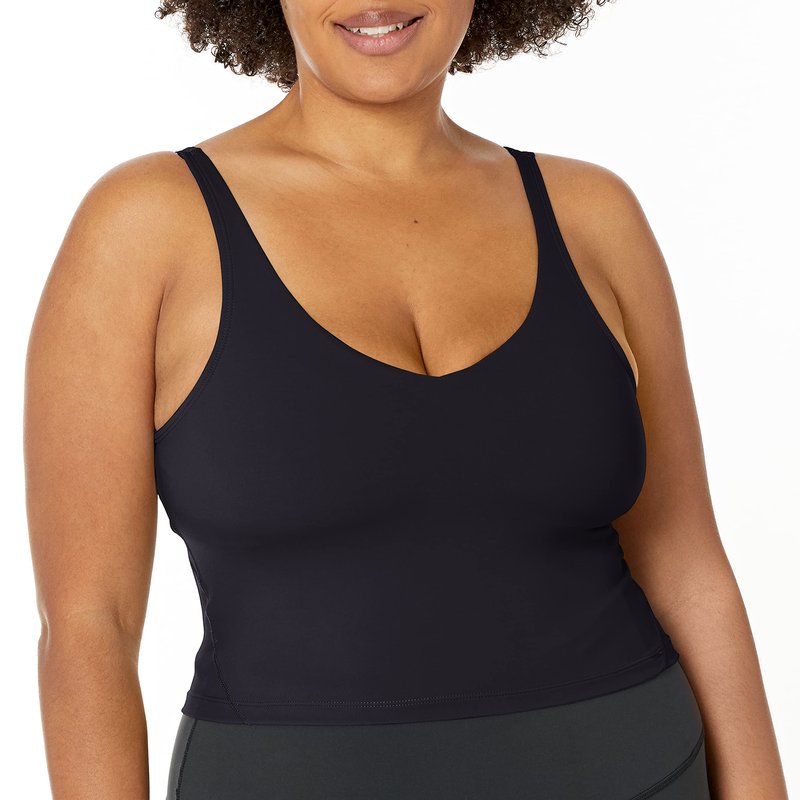 Women’s Longline Sports Bra Wirefree Padded Medium Support Yoga Bras Gym Running Workout Tank Tops (Black, 3X-Large)