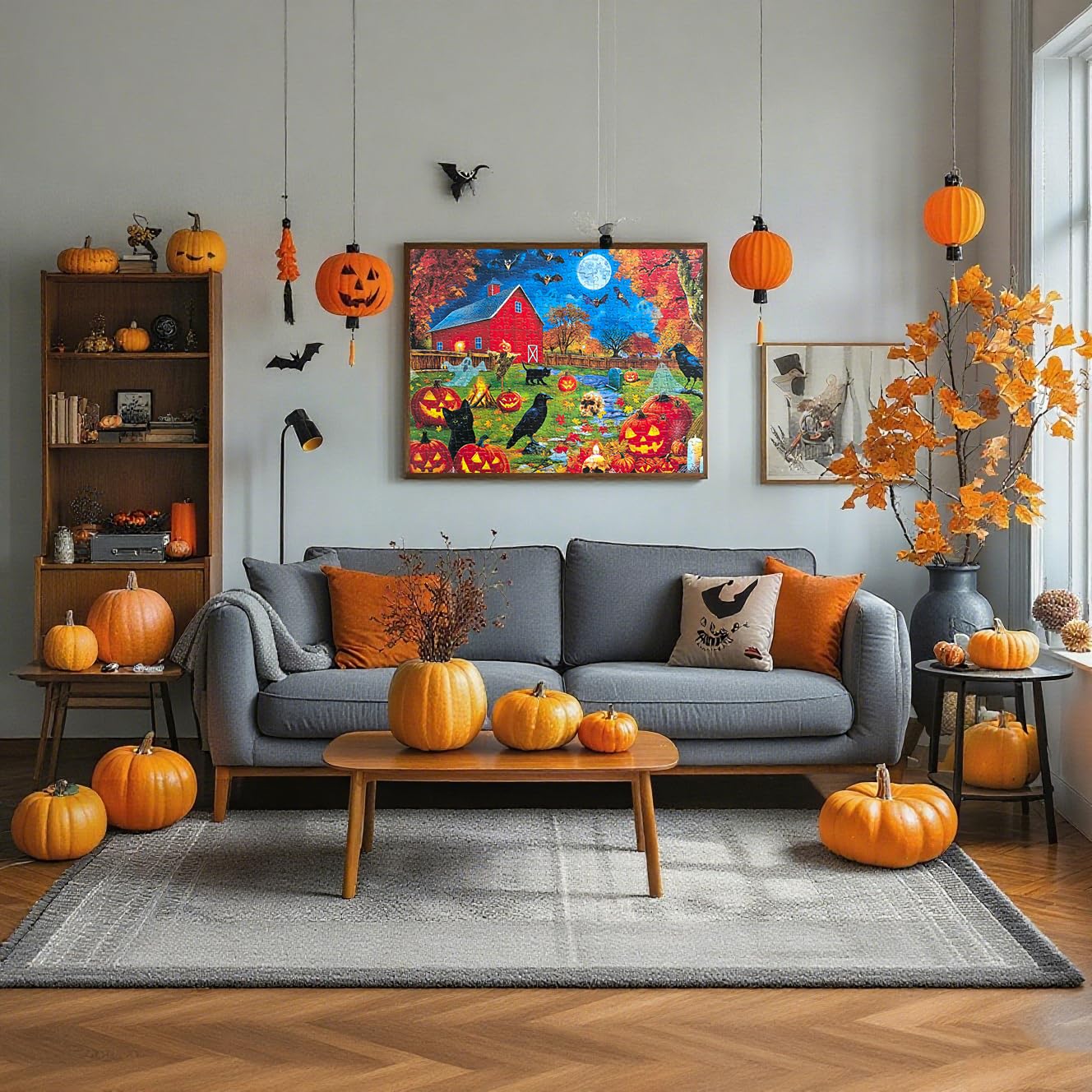 Halloween Puzzles 500 Pieces - Autumn Fall Jigsaw Puzzles for Adults- Light a Jack-o'-Lantern