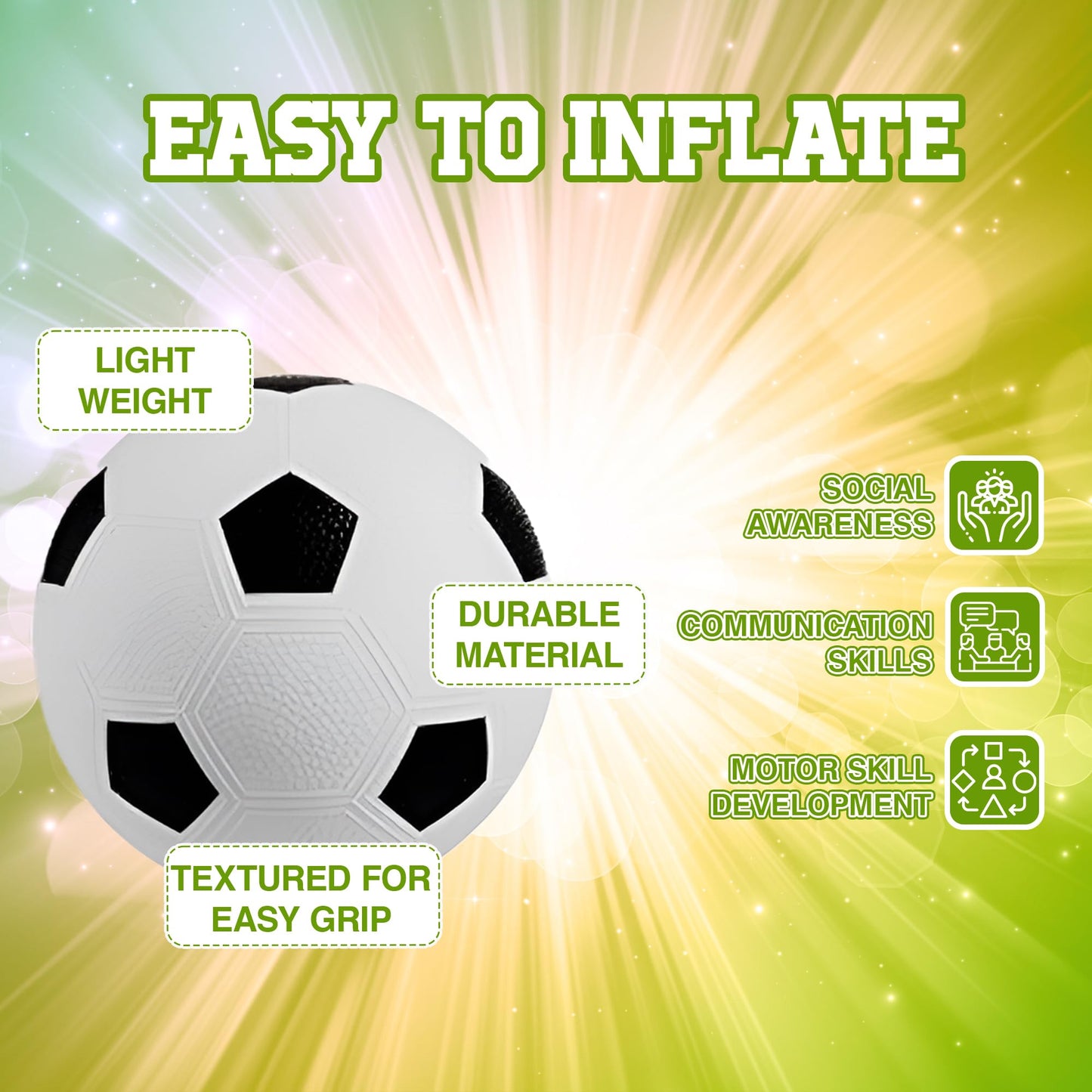 Bedwina Sports Balls for Kids & Toddlers - (Pack of 4) 5-inch Sports Set Includes Football, Soccer, Basketball, and Playground Ball, Fun Indoors & Outdoor Toys (Hand Pump Included)