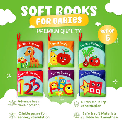 Cloth Books for Babies (Set of 6) - Premium Quality Soft Books for Babies. Touch and Feel Crinkle Paper. Cloth Books for Early Children's Development.