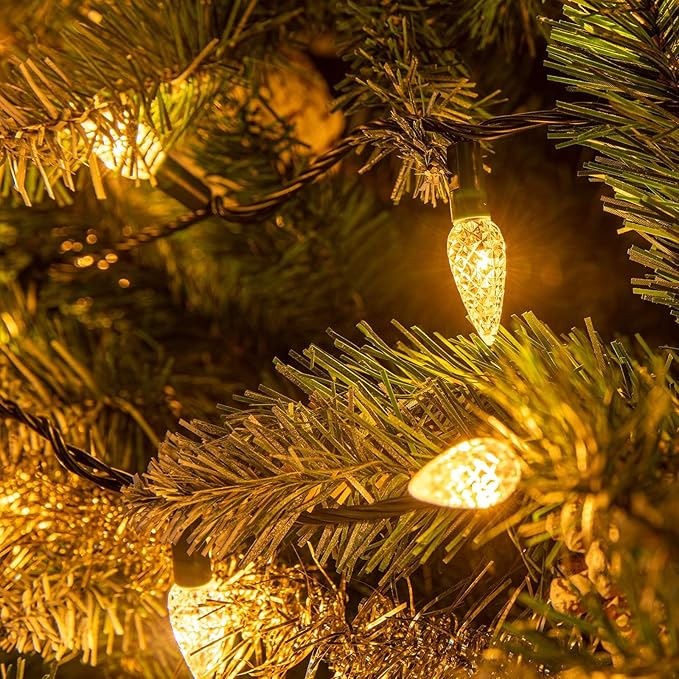 AWQ 500LED 173.8 FT C6 Christmas String Lights Plug in Fairy Twinkle String Lights 8 Modes Timer Function Waterproof Extendable for Indoor Outdoor Wedding Party Christmas Decoration (500, Warm White)