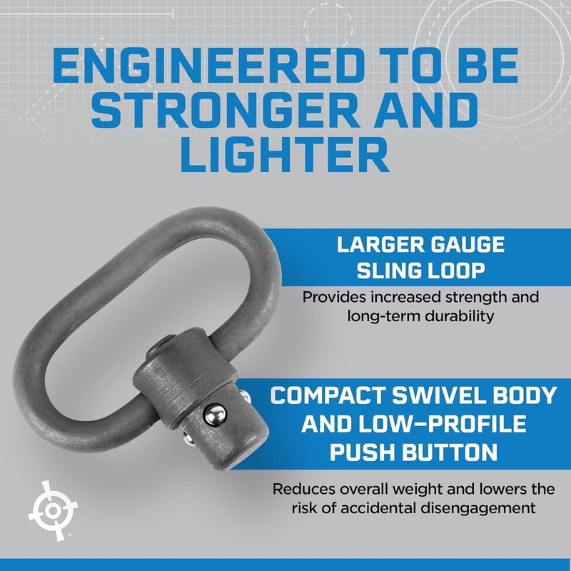 Push Button Sling Swivel - Durable Machined Steel Attachment Hardware for Rifles | Blue