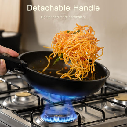 Astercook 21 Pcs Pots and Pans Set Non Stick, Ceramic Cookware Set Detachable Handle, RV Kitchen Cooking Set Removable Handles, Oven Safe, Induction Ready, Stackable Non-stick Set, Black