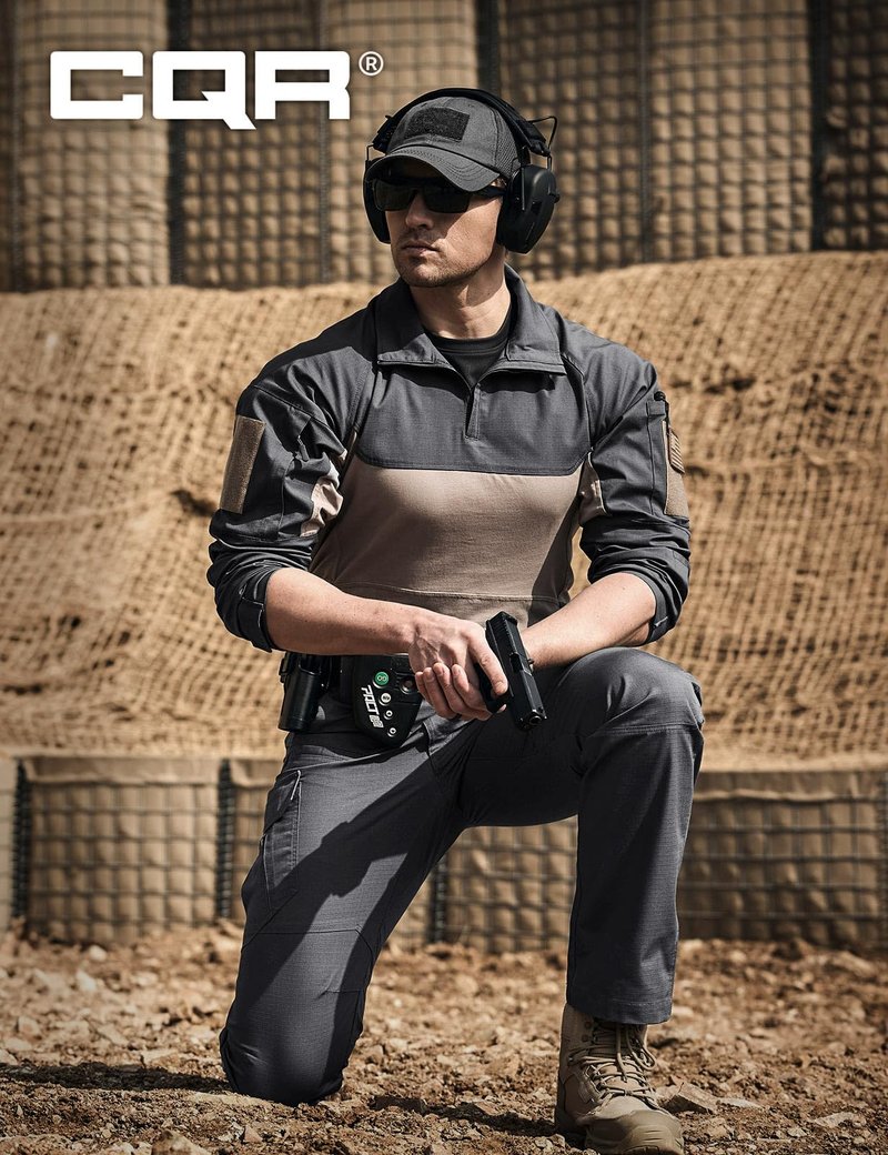 CQR Men's Tactical Pants, Water Resistant Ripstop Cargo Pants, Lightweight EDC Work Hiking Pants, Outdoor Apparel, Raider Mag Pocket Charcoal, 34W x 32L