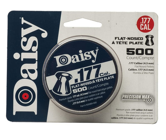 Daisy, Precision Max .177 Cal, 7.8 Grains, Wadcutter, 500ct, Flat-Nose Pellets, Flip Top Box, Belt Clip Design, .177 Caliber, 987597-406