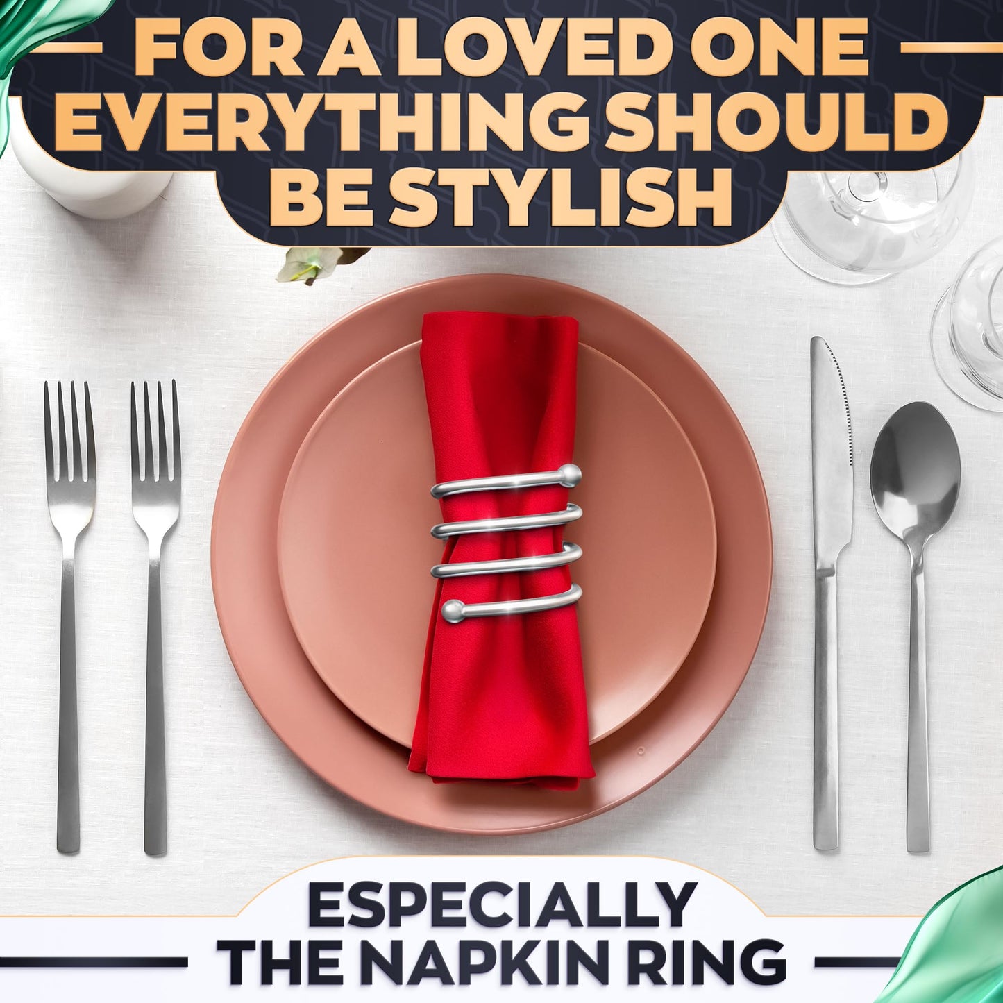 Silver Napkin Rings Set of 8 – Elegant Spring Napkin Rings with Sturdy Metal Design | Easy to Clean, Durable & Versatile for Table Settings, Special Occasions, Elegant Table Decor & Gift Giving Ideas