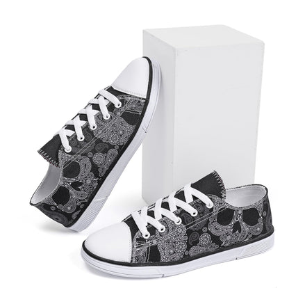 FIRST DANCE Women Skull Shoes Printed Cool Paisley Print Fashion Sneakers for Teen Men Boys Girls Student Canvas Green Red Cute Shoes for Ladies(Style 1, 7.5US)