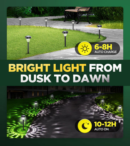 AUVERI 10 Pack Ultra Bright Solar Lights Outdoor Waterproof, from Dusk to Dawn Up to 12H Solar Light for Outside, Auto On/Off Solar Powered Garden Pathway Lights, Landscape Lighting (Cold White)