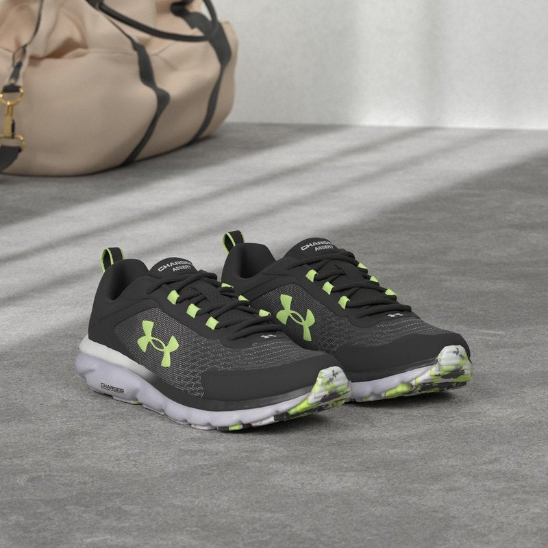 Under Armour Mens Charged Assert 9 Road Running Shoe, Jet Gray (101 Quirky Lime, 9.5 US