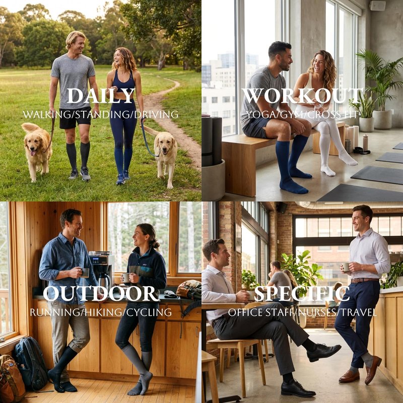 musesox Compression Socks for Women and Men,Knee High 15-20mmHg Graduated Support(3 Pairs) Best for Nurses,Pregnant,Travel