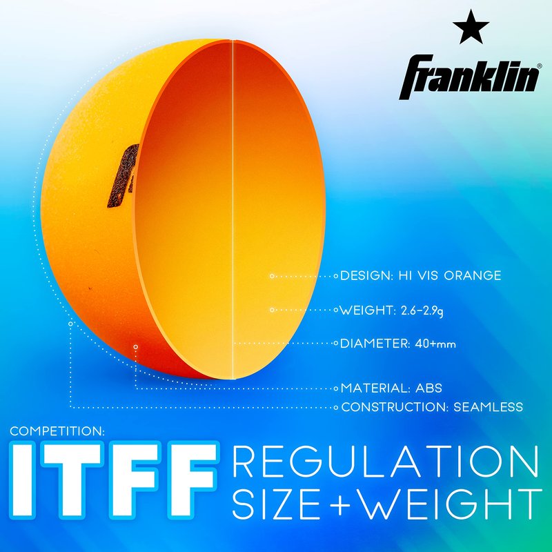 Franklin Sports Ping Pong Balls - Official Size + Weight Orange 40mm Table Tennis Balls - One Star Professional Quality - Durable High Performance - Orange - 6 Pack