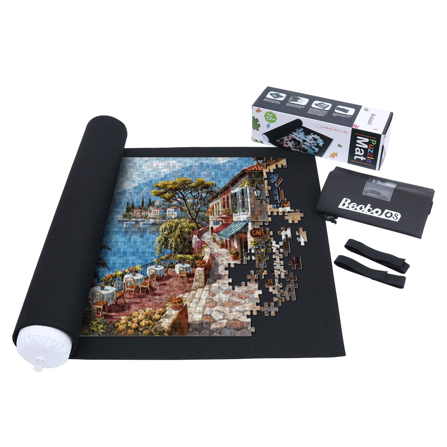 Becko US Puzzle Roll Jigsaw Storage Felt Mat, Jigroll Up To 1,500 Pieces, Material for Jigsaw Puzzle Player, Exquisite Present Box With Drawstring Storage Bag