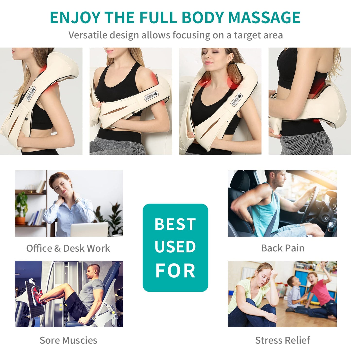 Nekteck Neck Massager for Pain Relief Deep Tissue, FSA Eligible Shiatsu Back Massager with Heating 3D Kneading Massage Pillow for Shoulder Leg Muscle, Office Home Car Use, HSA Eligible, Plug-in Use