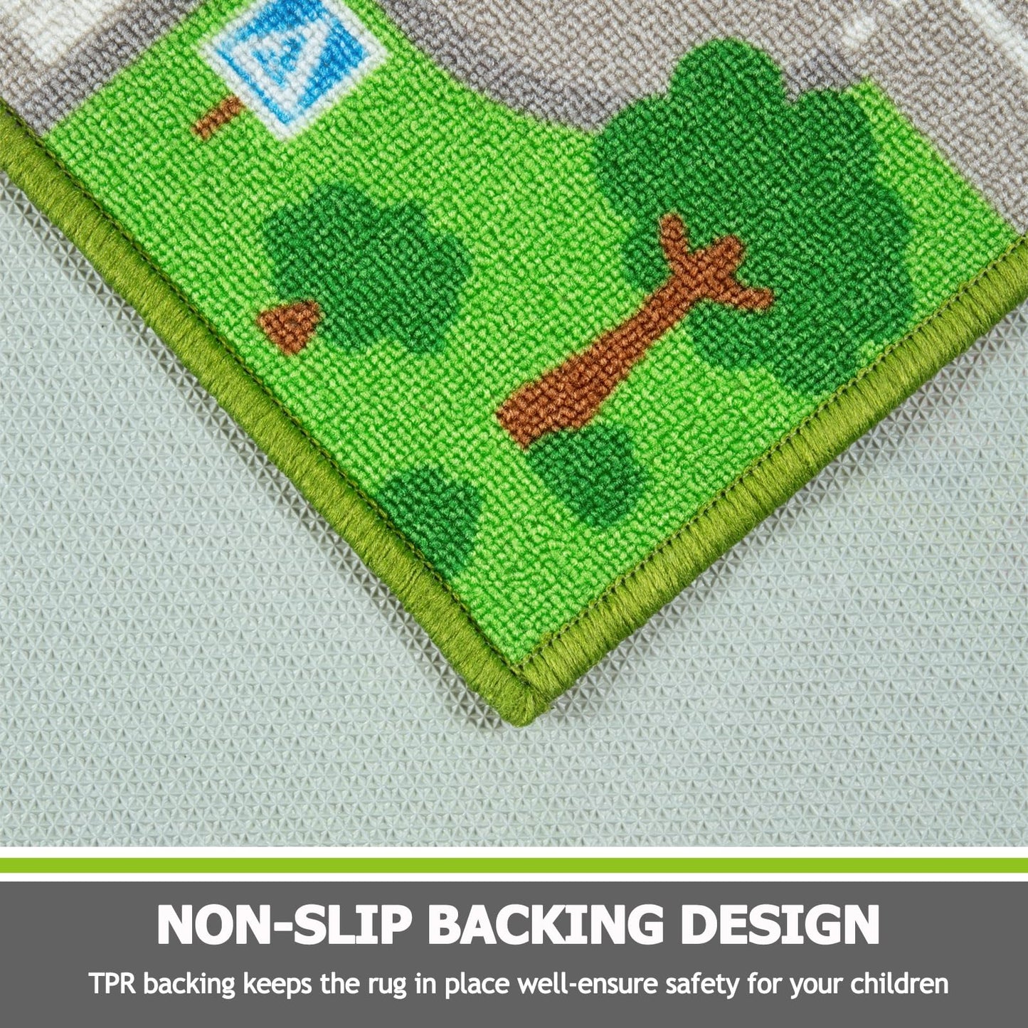 Capslpad Green Car Road Kid Rug Carpet Playmat for Playoom Traffic Road Kids Play Mat for Toddler Non Slip Washable City Map Race Track Carpet Rug for Kids Room Bedroom Nursery Room Decor,5.2'x3.3'