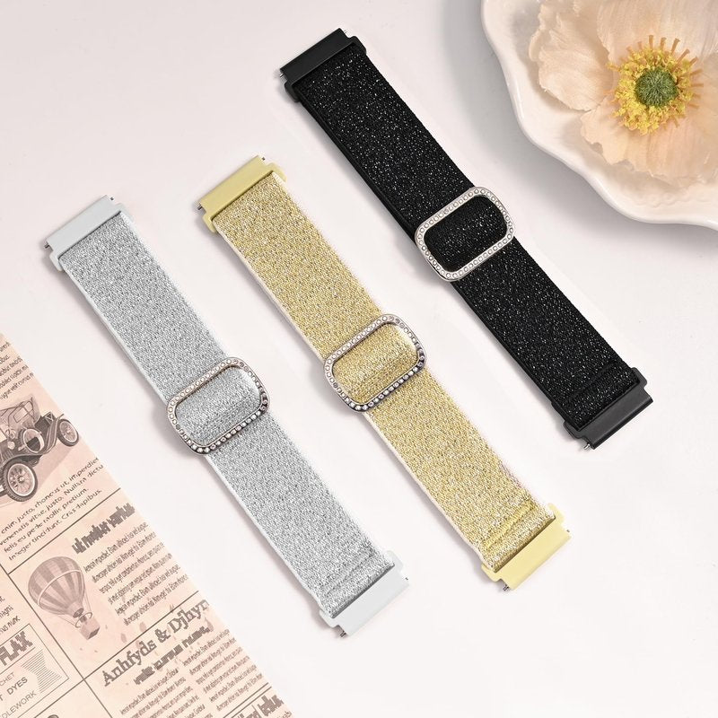 3 Pack Nylon Bands Compatible with Woneligo/Fitpolo Smart Watch, 22mm Soft Elastic Straps for Quican/Tensky/Aeac ID208 Plus/Veryfit IDW28/TOOBUR/Tensky/ENOMIR/Amzhero/WNH IDW19 Glitter Bands for Women