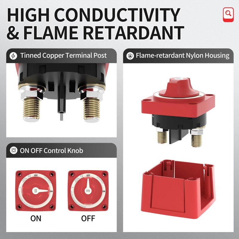 300A Boat Battery Disconnect Switch Waterproof 12V 48V Battery Shut Off Switch ON/Off Heavy Duty & Ignition Protected Power Kill Switch for Marine Car RV Truck
