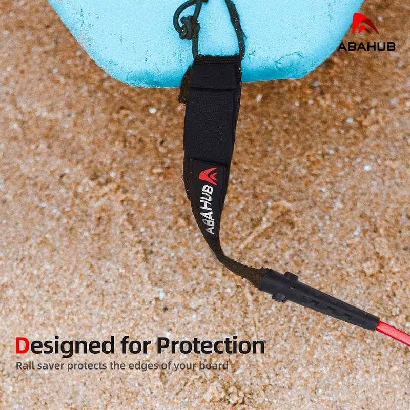 Abahub Premium Surfboard Leash, Straight Surf Board Leg Rope, Legrope Strap for Longboard, SUP Paddleboard Replacement Leashes 10 Foot Black 7 mm Thick