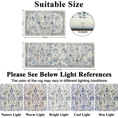 Ileading Anti Fatigue Kitchen Rugs Sets of 2 Cushioned Kitchen Mats for Floor Waterproof Kitchen Mat Set Non Slip Comfort Standing Mat for Kitchen, Office, Sink, Laundry