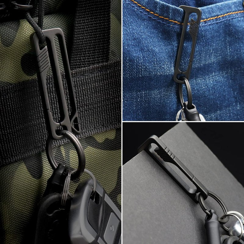 PJYTAC Black Titanium Belt Key Holder Heavy Duty Quick Release Keychain Clip with Titanium Key Ring for Men and Women