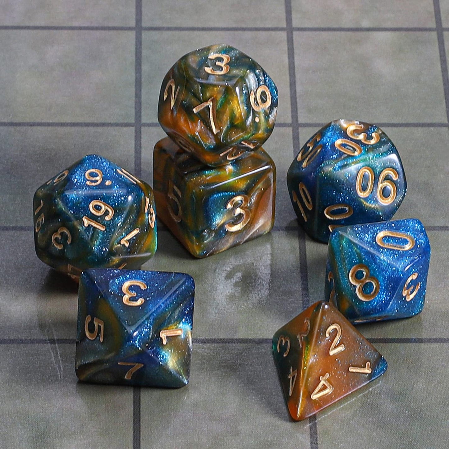 CiaraQ DND Polyhedral Dice Set with a Black Dice Bag for D&D RPG MTG Role Playing Table Games