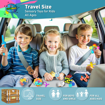 Sensory Fidget Toys Pack - Stress Relief and Anti Anxiety Toys for Kids - Cool Fidget Packs with Stress balls, Fidget Cube, & More for Party Favours, Prizes, Travel, & Pinata Stuffers
