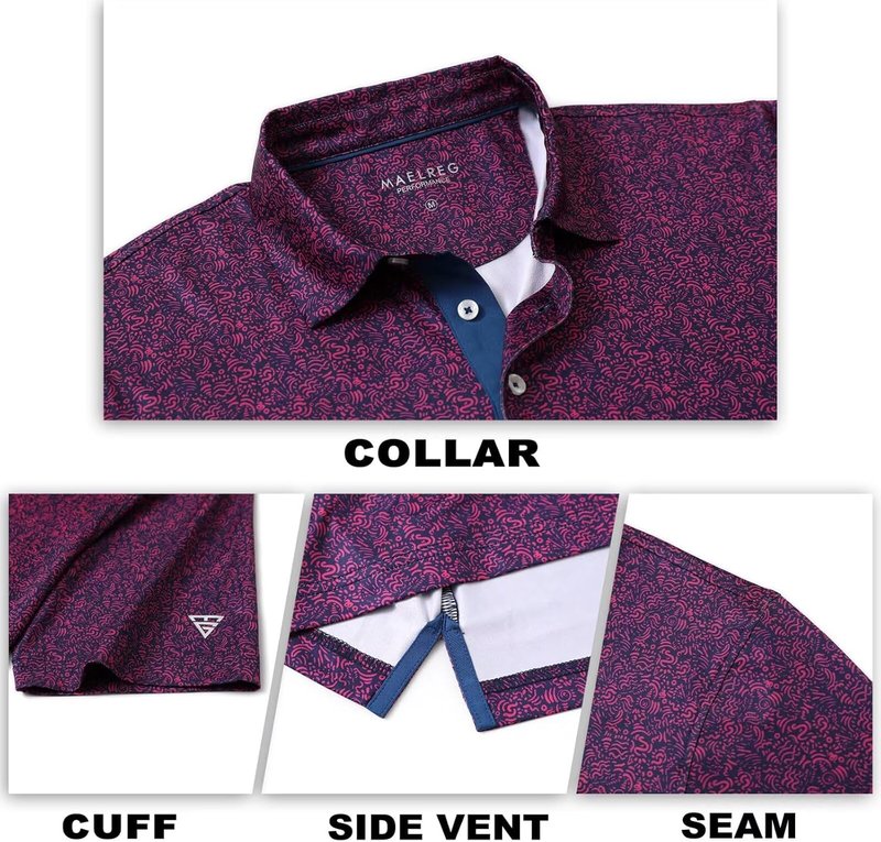 Mens Golf Shirt - Short Sleeve Moisture-Wicking Performance Polo | Dry Fit Patterns