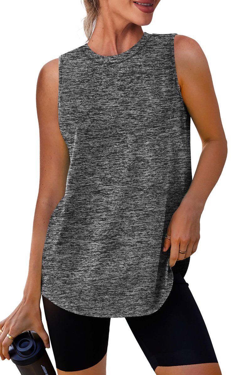 Beach Vacation Essentials Womens Workout Tops Tank Tops Yoga Shirts Athletic Running Sleeveless Gym Clothes Dark Grey XL