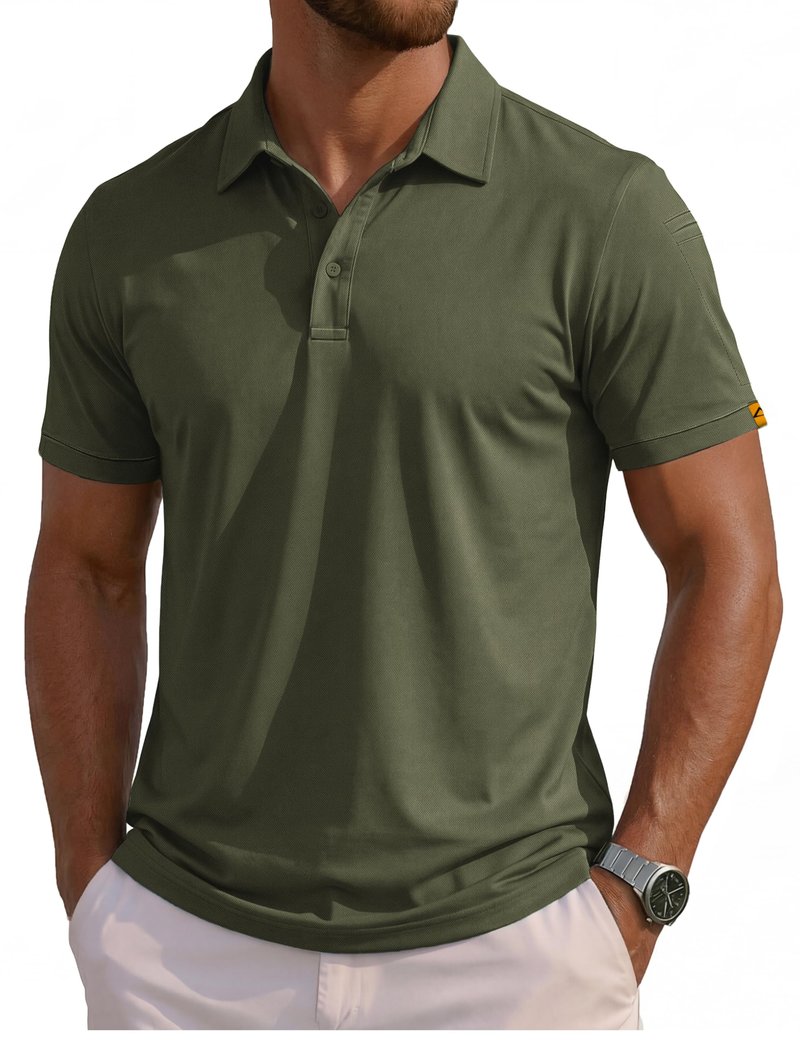 MAGCOMSEN Men's Polo Shirts Short Sleeve Dry Fit Moisture Wicking Golf Polos UPF 50+ Casual Collared T-Shirt Army Green XL