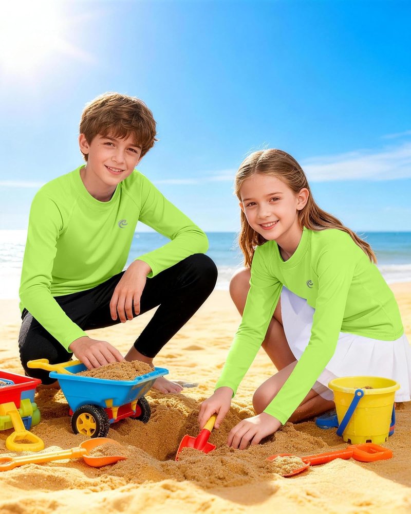 Boys UPF 50+ Swim Shirt | Long Sleeve UV Sun Protection Rash Guard for Youth - 1 or 2 Pack