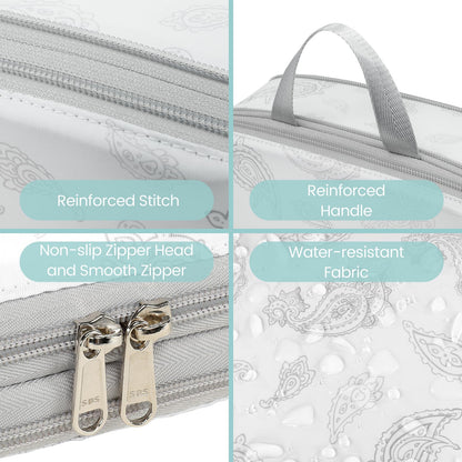 Cambond Compression Packing Cubes for Travel, 5 Pack Luggage Expandable Packing Organizers Compression Cubes for Suitcases with Laundry Bag, White Teardrop-shaped Texture