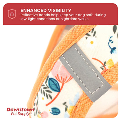 Downtown Pet Supply Step in Dog Harness for Small Dogs No Pull, Small, Floral - Adjustable Harness with Padded Mesh Fabric and Reflective Trim - Buckle Strap Harness for Dogs