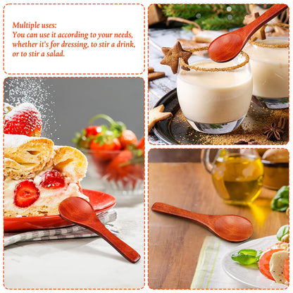 30 Pcs Small Wooden Spoons, 3. 5 Inch Mini Wood Natural Spoons for Jars Tasting Condiments Salt Sugar Coffee Tea Honey Spices, Tiny Wooden Teaspoons for Kitchen Supplies(Dark Brown)