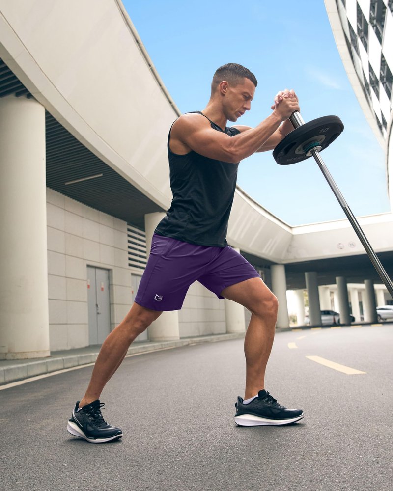 Men's Athletic Running Shorts with Zipper Pockets Quick Dry 7"/ 5"/ 9" Workout Gym Shorts for Basketball Hiking(Purple,7S)