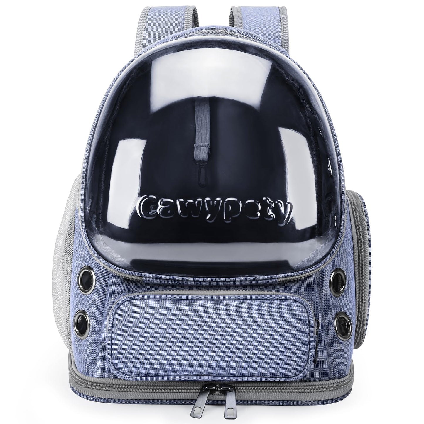 Cawypety Cat Backpack Carrier, Breathable Cat Carrier Large Space Bubble Pet Backpack for Kitty Small Dog up to 12lbs, Transparent & Foldable Pet Carrier for Travel Hiking (Blue