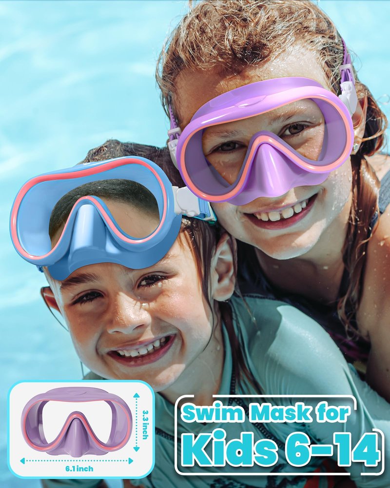 Seago Kids Swim Goggles with Nose Cover for Girls Boys Youth, 2 Pack Clear Vision Swimming Goggles Swim Mask Pool Goggles No Leaking Tempered Glasses for Kids 6-14 4-7 8-14 3-5 8-12 3-6